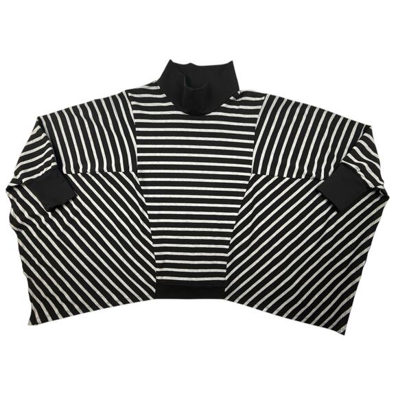 Shannon Passero Charlie Top Funnel Neck Batwing Black White Striped Knit XL - Picture 6 of 9